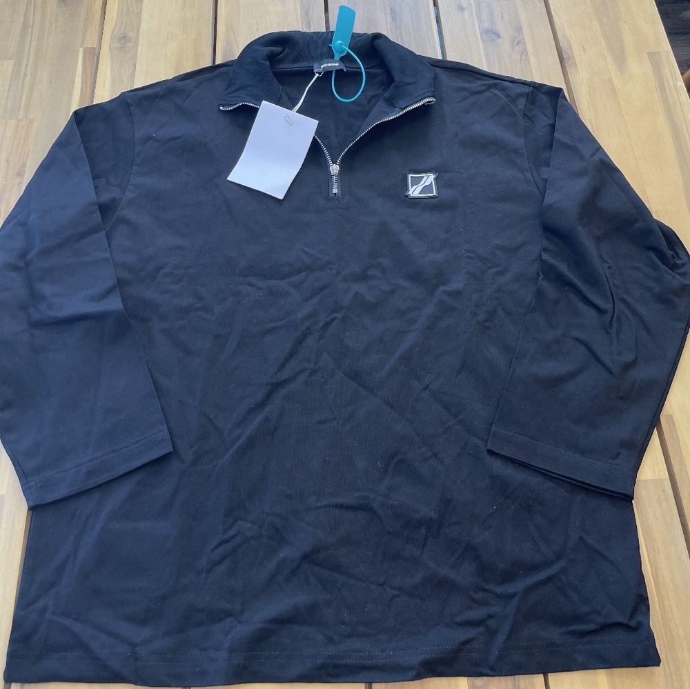Nwt We11done Mens‎ Black Quarter-Zip SweatShirt Size Small 100% Cotton